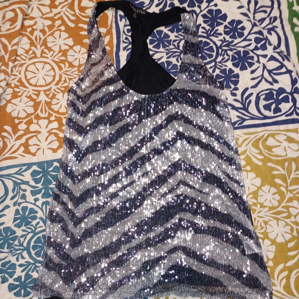 See through glitter sequence top